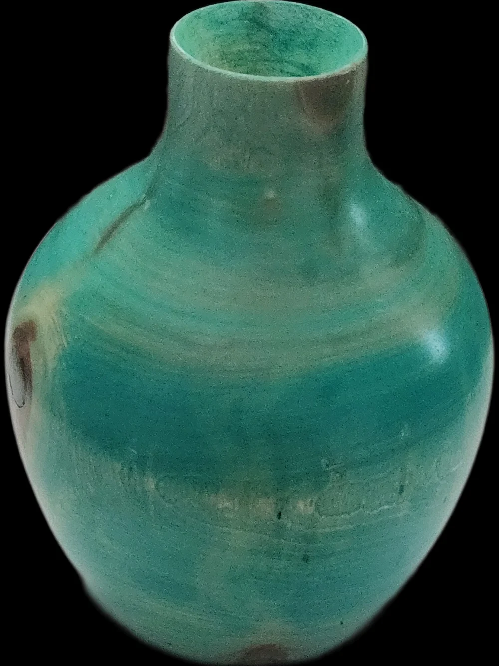 Colorado Aspen Turned Wood Green Turquoise Carved Vase 7